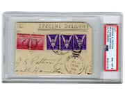 General George S. Patton Gorgeous Signed Cut! w/ Unique Stamps! PSA 8 Auto