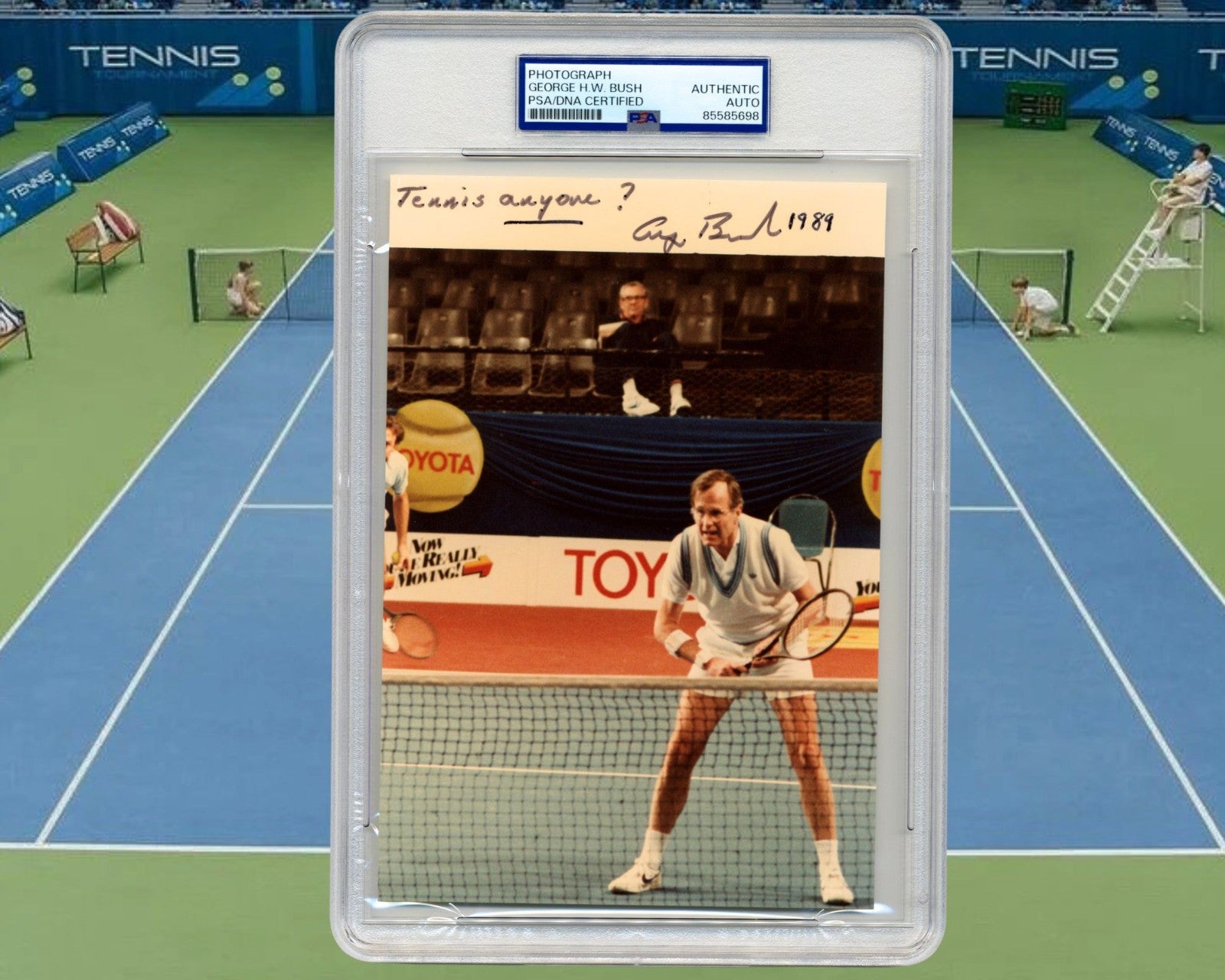 President George H.W. Bush Signed Official W.H. Photograph "Tennis Anyone" PSA
