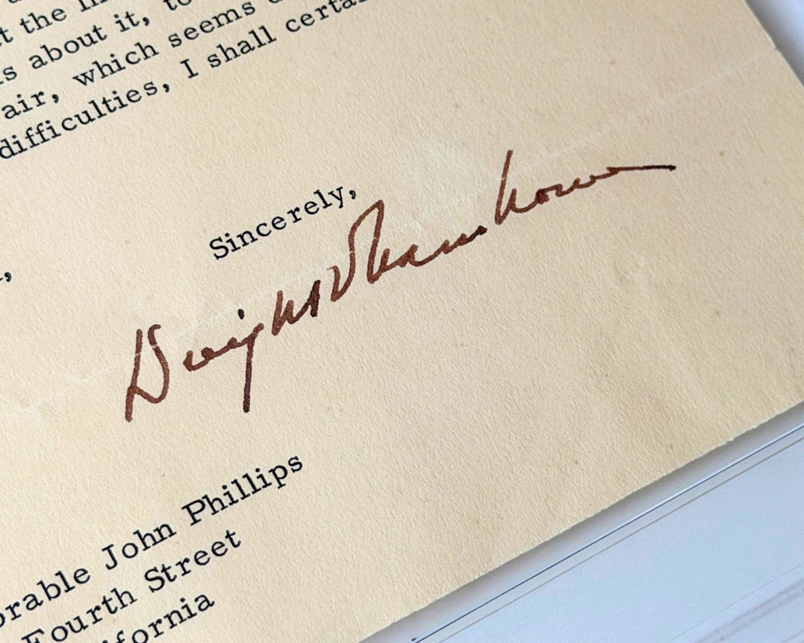 President Dwight Eisenhower Signed Letter PSA Mint 9 on Working w/ Young Reps.