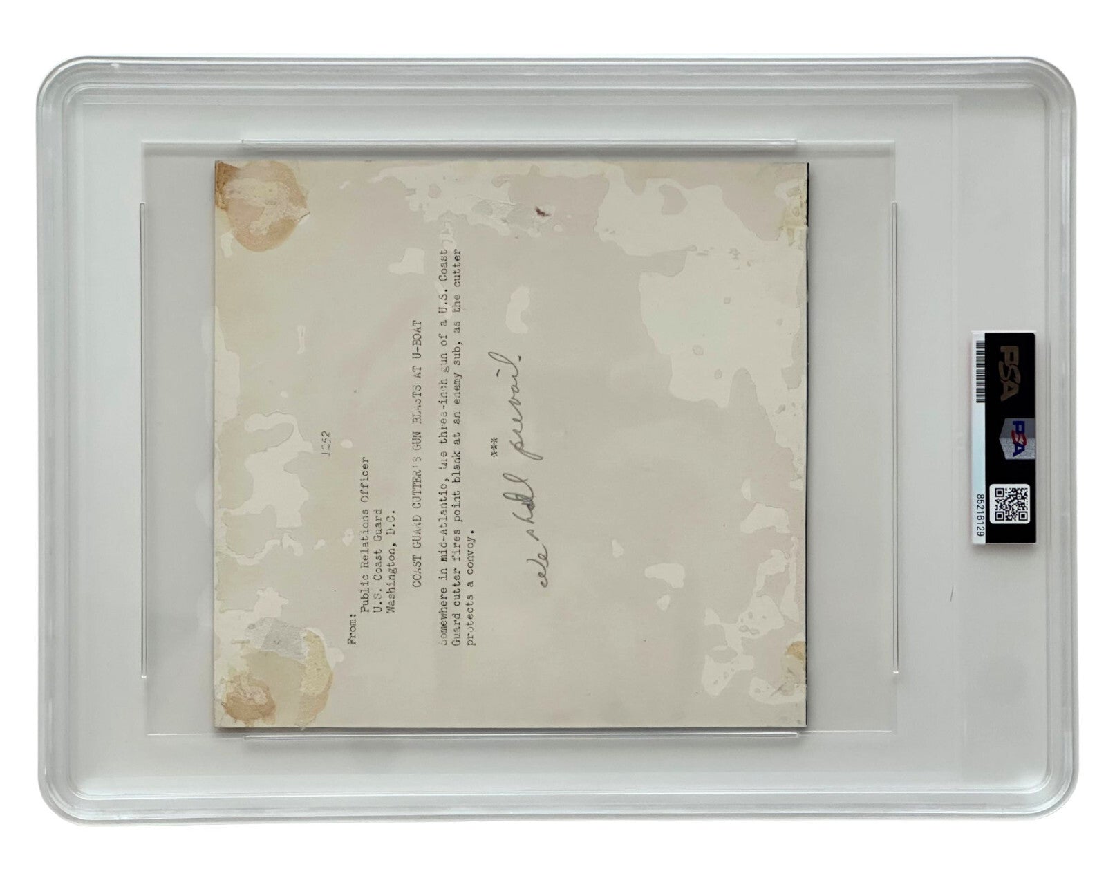 WWII: US Coast Guard Fires at Enemy Sub! PSA Type 1 Original Photograph