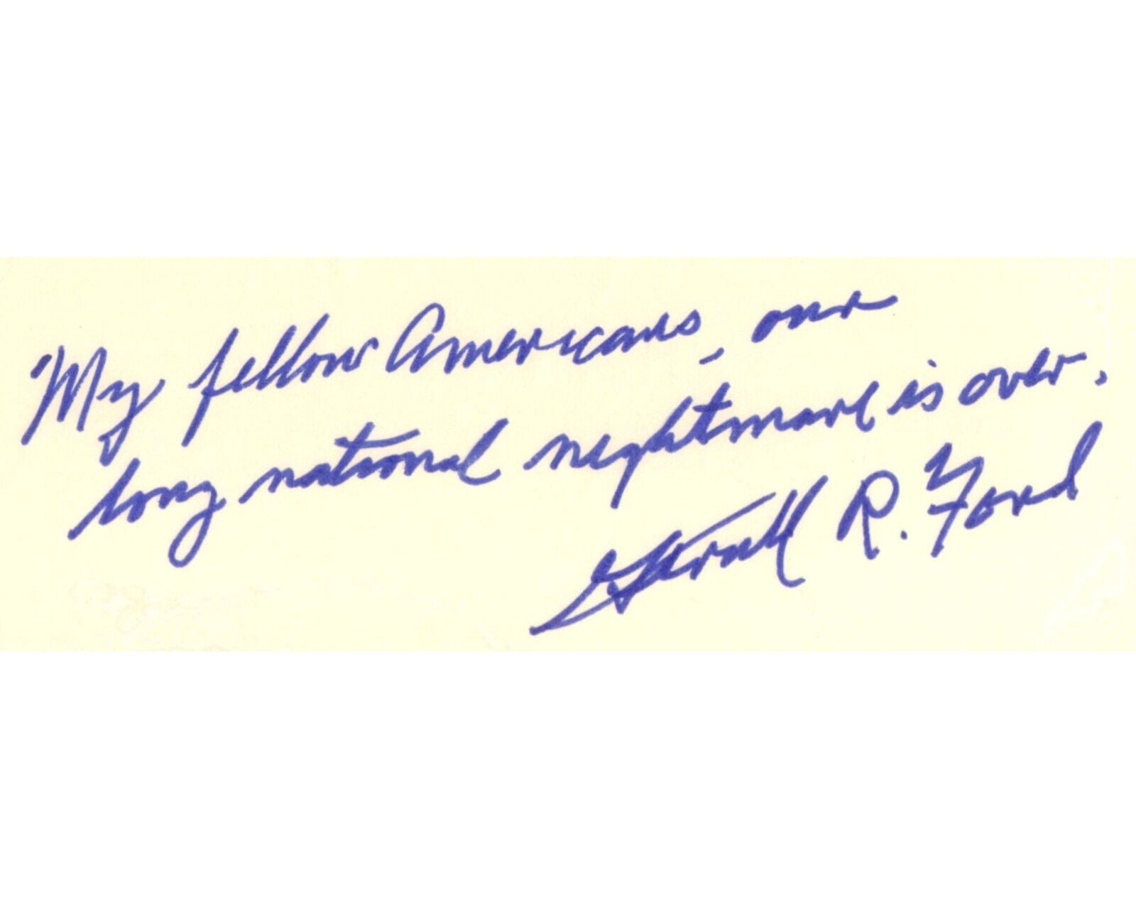 President Gerald Ford "Watergate Quote" from Inaugural Address PSA Gem Mint 10