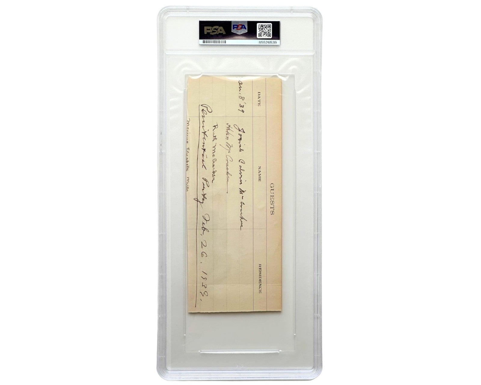 President Herbert Hoover Signed Guest Registrar Inscribed "Palo Alto" PSA Auto