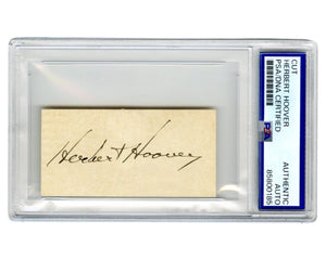 President Herbert Hoover Signed Cut PSA Bold Auto