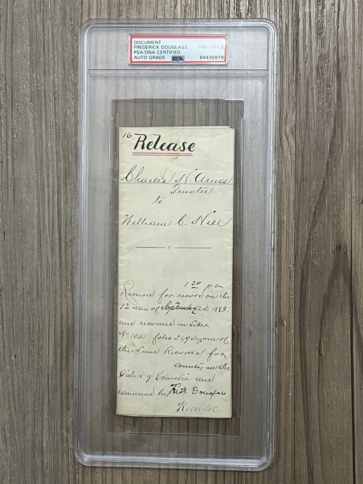 American Abolitionist Frederick Douglass Signed Document PSA 8 Autograph