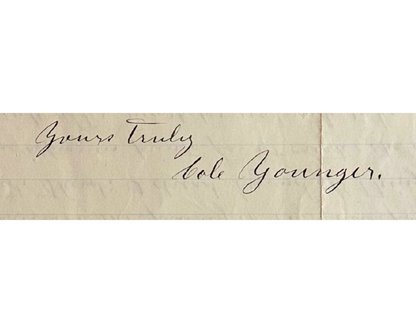 Outlaw COLE YOUNGER Rare Signed Letter from Prison!