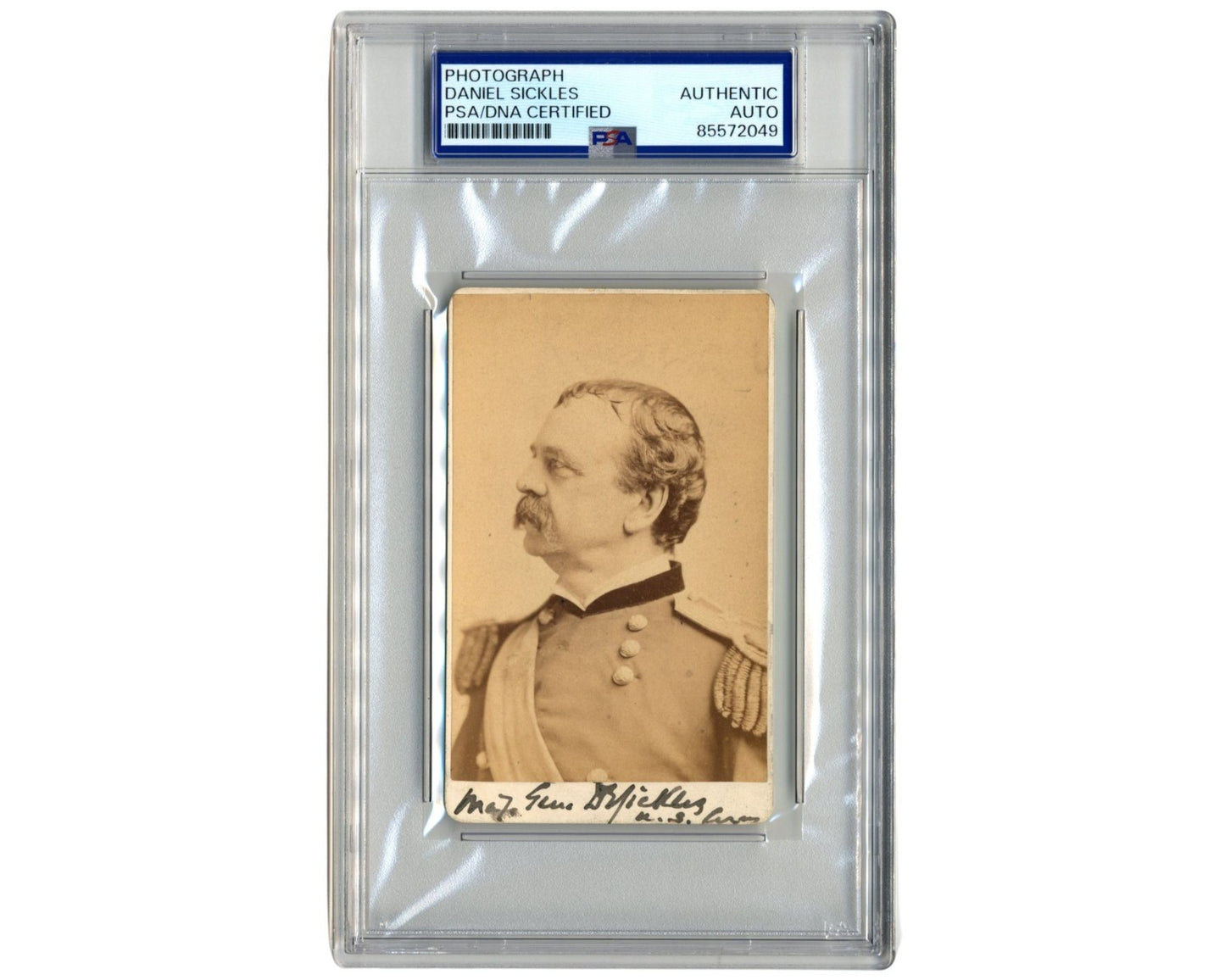 Civil War General Daniel Sickles Signed Carte De Visite (CDV) - FANTASTIC! PSA