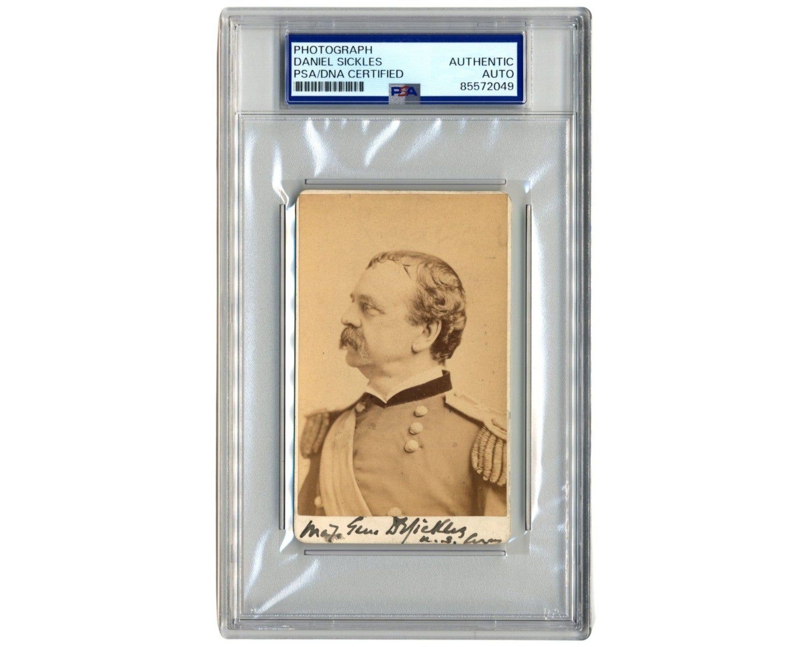 Civil War General Daniel Sickles Signed Carte De Visite (CDV) - FANTASTIC! PSA