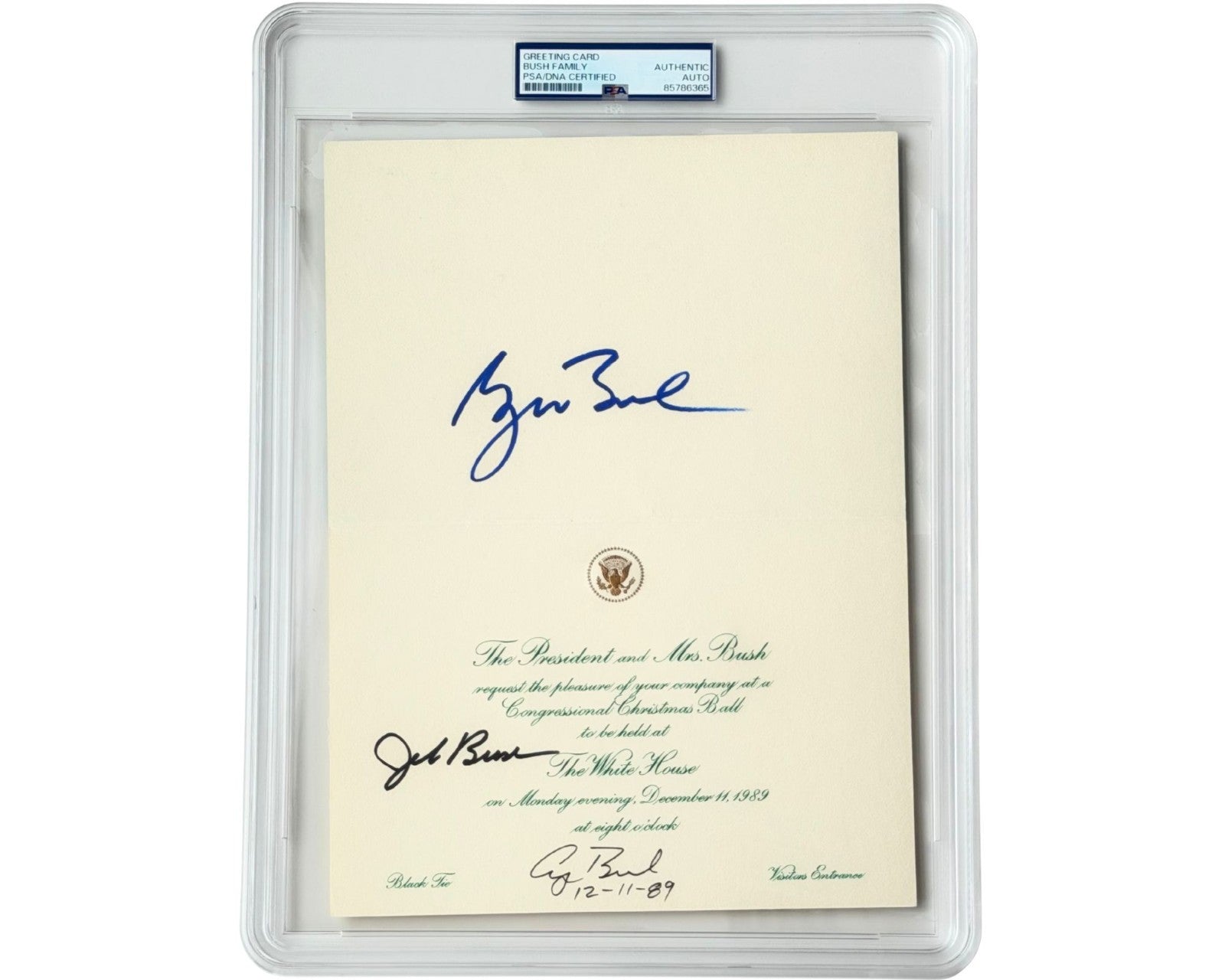 President George H. W. George W, and Jeb Bush Signed W.H. Christmas Card PSA