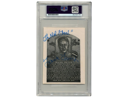 Rogers Hornsby & Frankie Frisch Signed Cut "HOF Plaque" PSA Mint 9 Auto