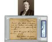 President Theodore Roosevelt "Their Fellow American" Signed Note! PSA Auto