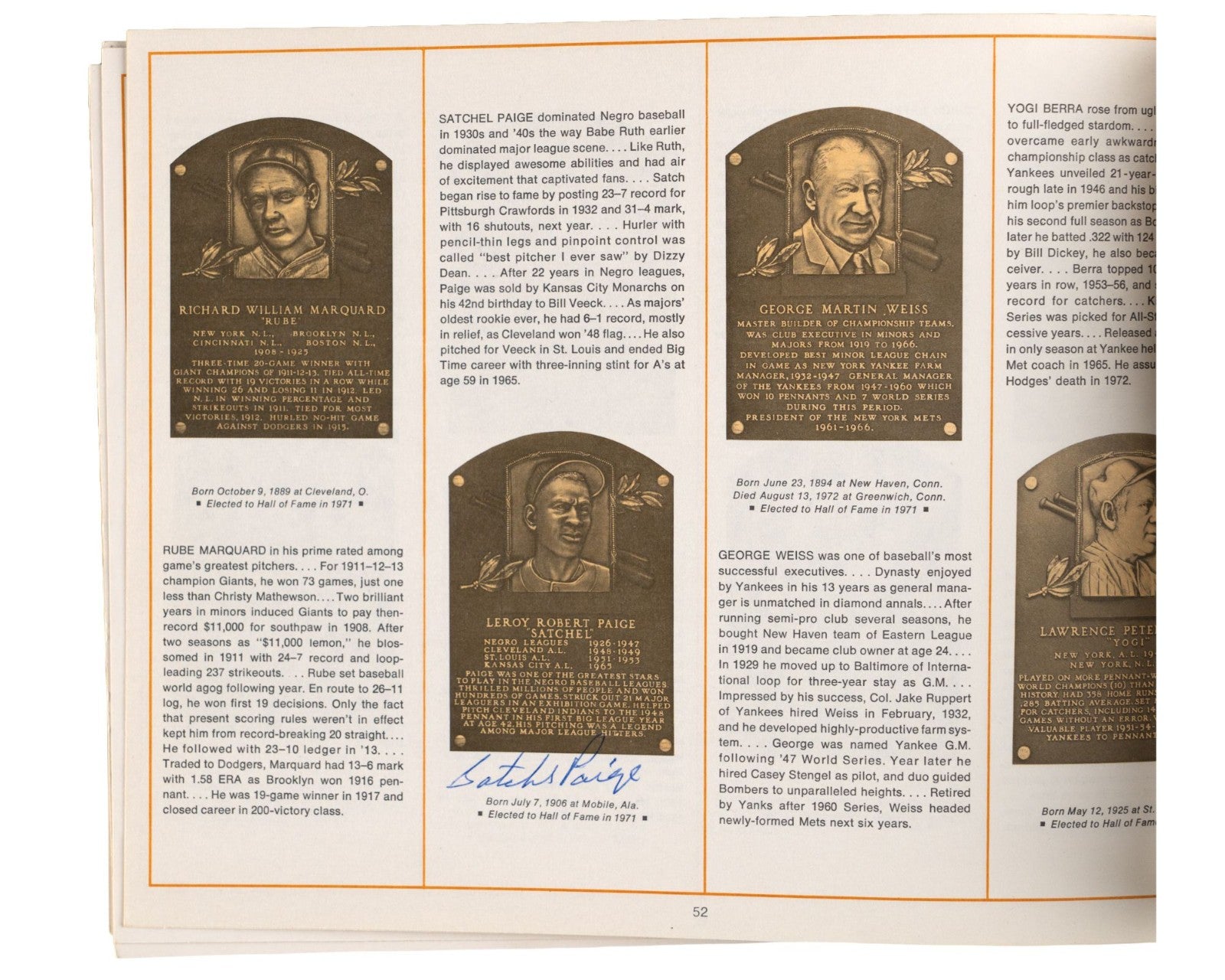 Baseball HOF Multi Signed Program: Satchel Paige, Grimes, Musial & 20 More! JSA