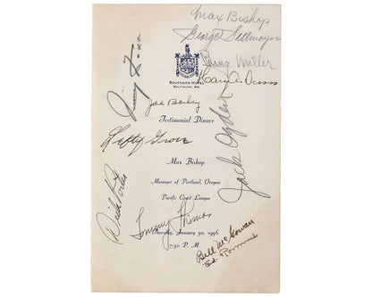 Jimmie Foxx, Lefty Grove, McGowan & 9 More Signed "Max Bishop" Program BAS Auto
