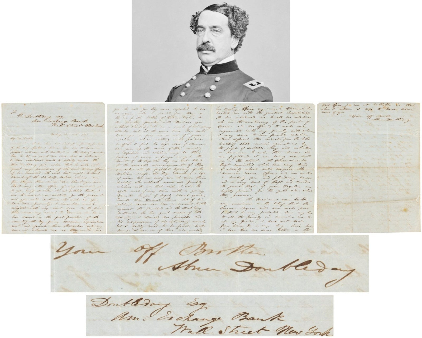 Incredible Abner Doubleday Signed Letter (ALS) On Mexican American War PSA & BAS