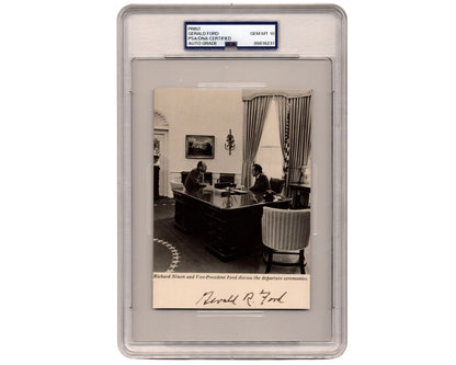 President Gerald Ford, Nixon Discuss Departure Ceremonies Signed PSA Gem Mint 10