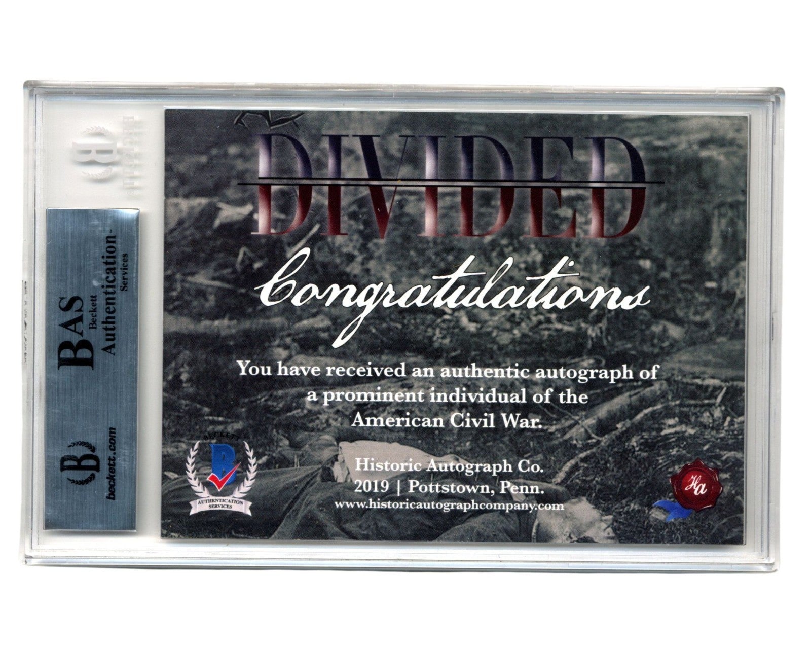 2019 Historic Autographs Civil War Divided George McClellan Cut Signature BAS
