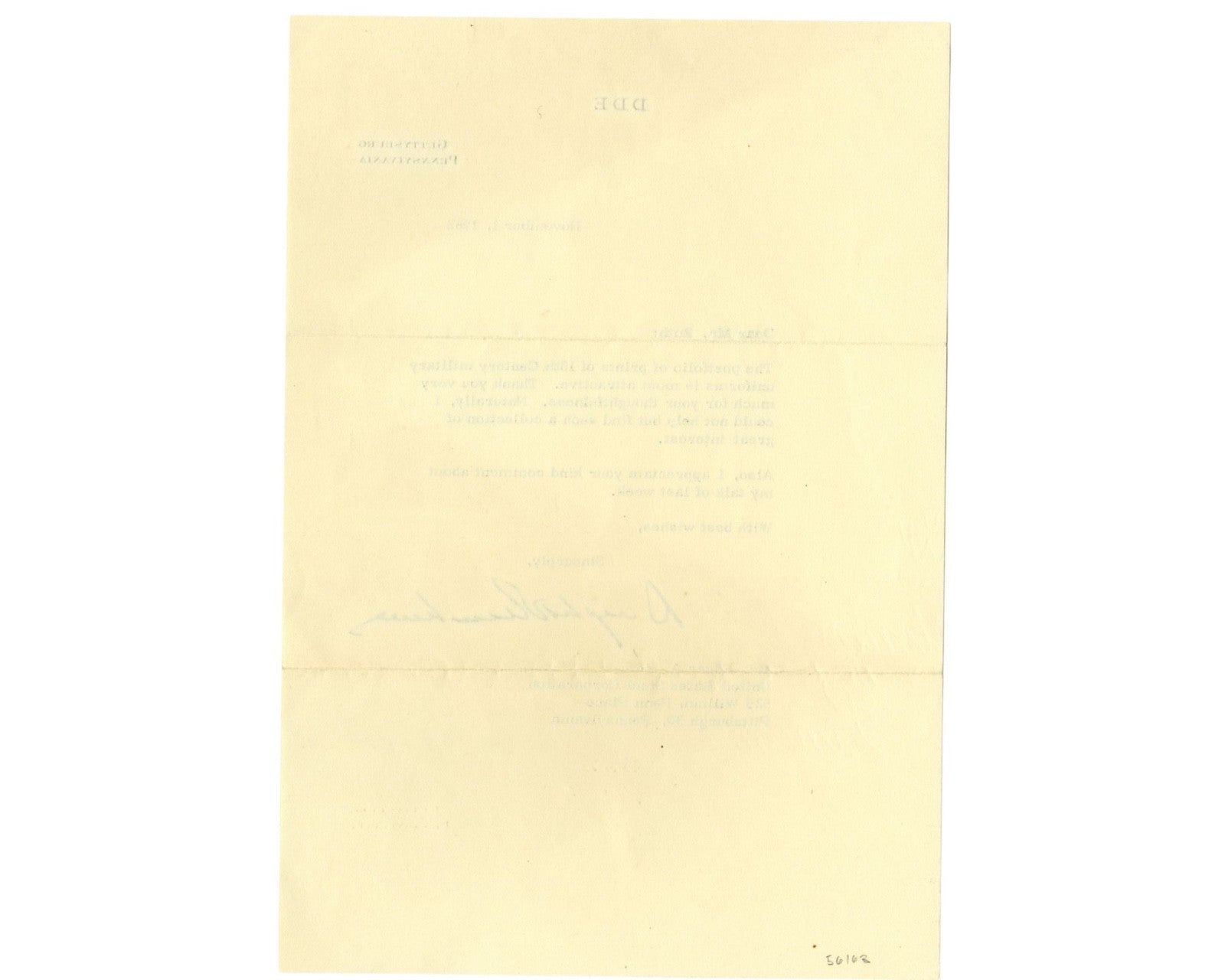Dwight Eisenhower Signed Letter to US Steel Exec. on Military Prints! PSA
