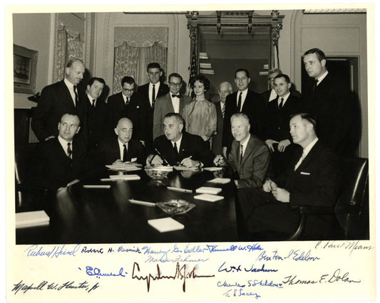Lyndon Johnson, Maxwell Hunter & 12 More National Space Council Team Signed PSA