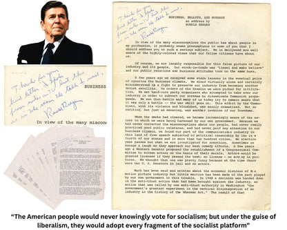 President RONALD REAGAN Signed Doc. on Entertainments Role to "Resist Communism"