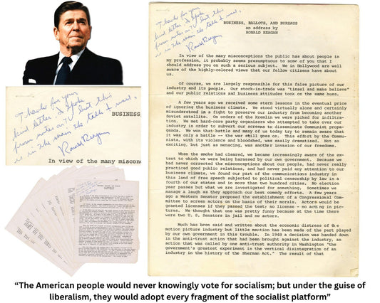 President RONALD REAGAN Signed Doc. on Entertainments Role to "Resist Communism"