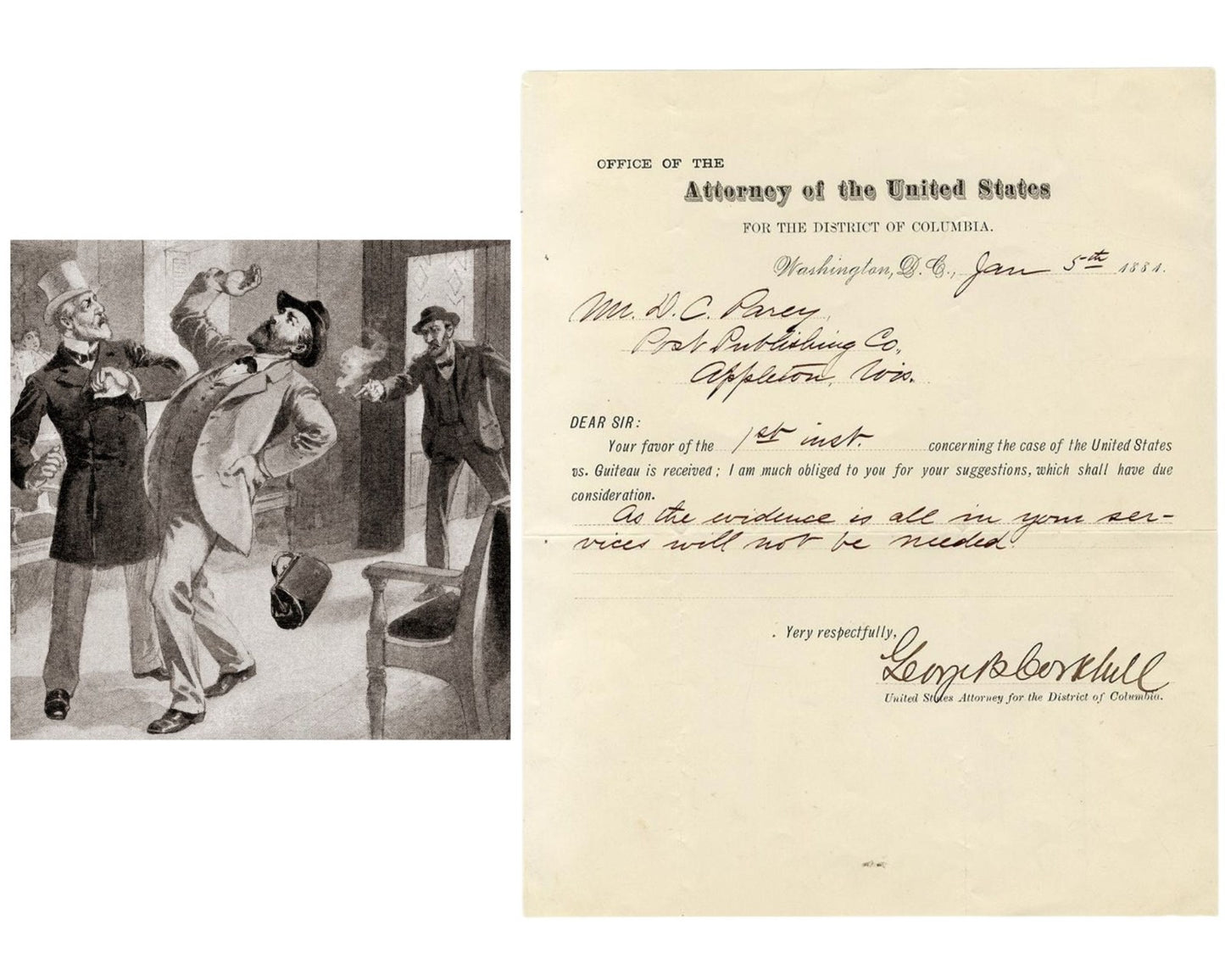 President Garfield Assassination: Signed Prosecution of Charles Guiteau Document