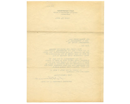 President Franklin Roosevelt Signed TLS Eyes for Navy "Until Victory is Won" PSA