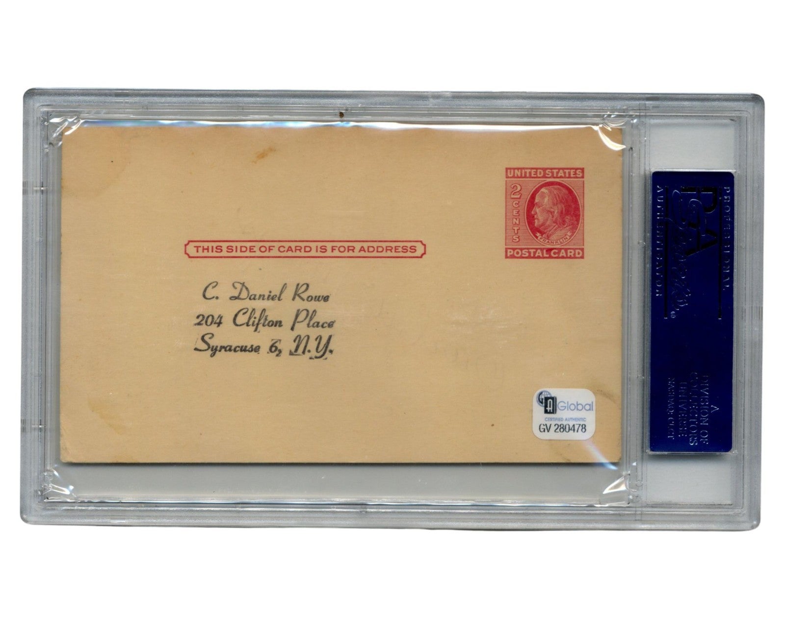 Carl Mays Signed Postcard PSA Auto, Yankees & Red Sox Legend!