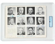 Branch Rickey, Gehringer, Giles, & 8 More MLB HOF Vet Commitee Signed Page PSA 9