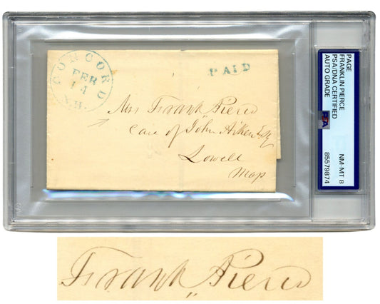 President Franklin Pierce Signed Address Envelope PSA Auto Rare Pres. Signature