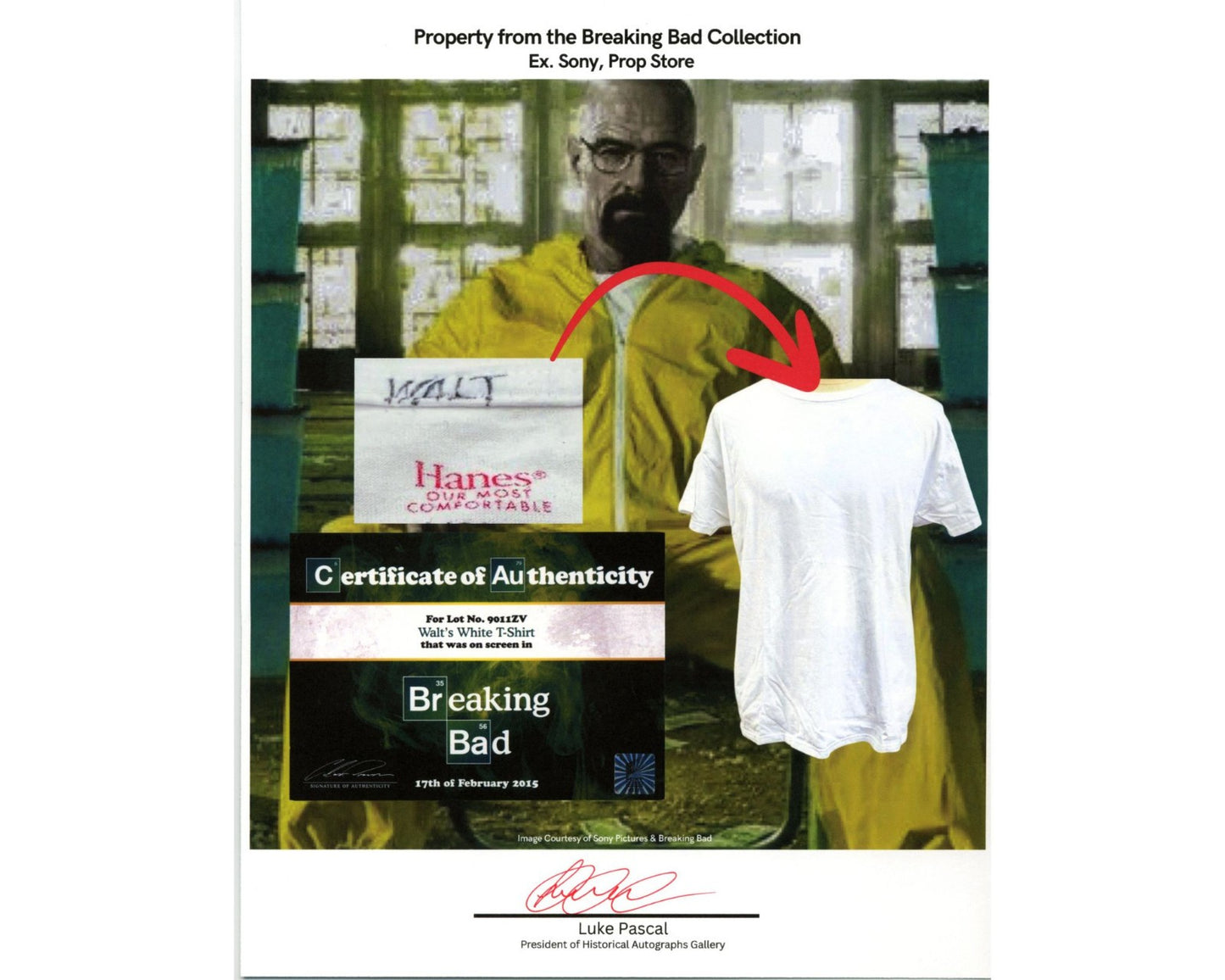 Breaking Bad's Walter White Screen Worn Shirt Swatch. Ex Sony, Screen Bid