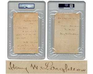 Iconic American Poet Henry Wadsworth Longfellow Handwritten Signed Letter PSA