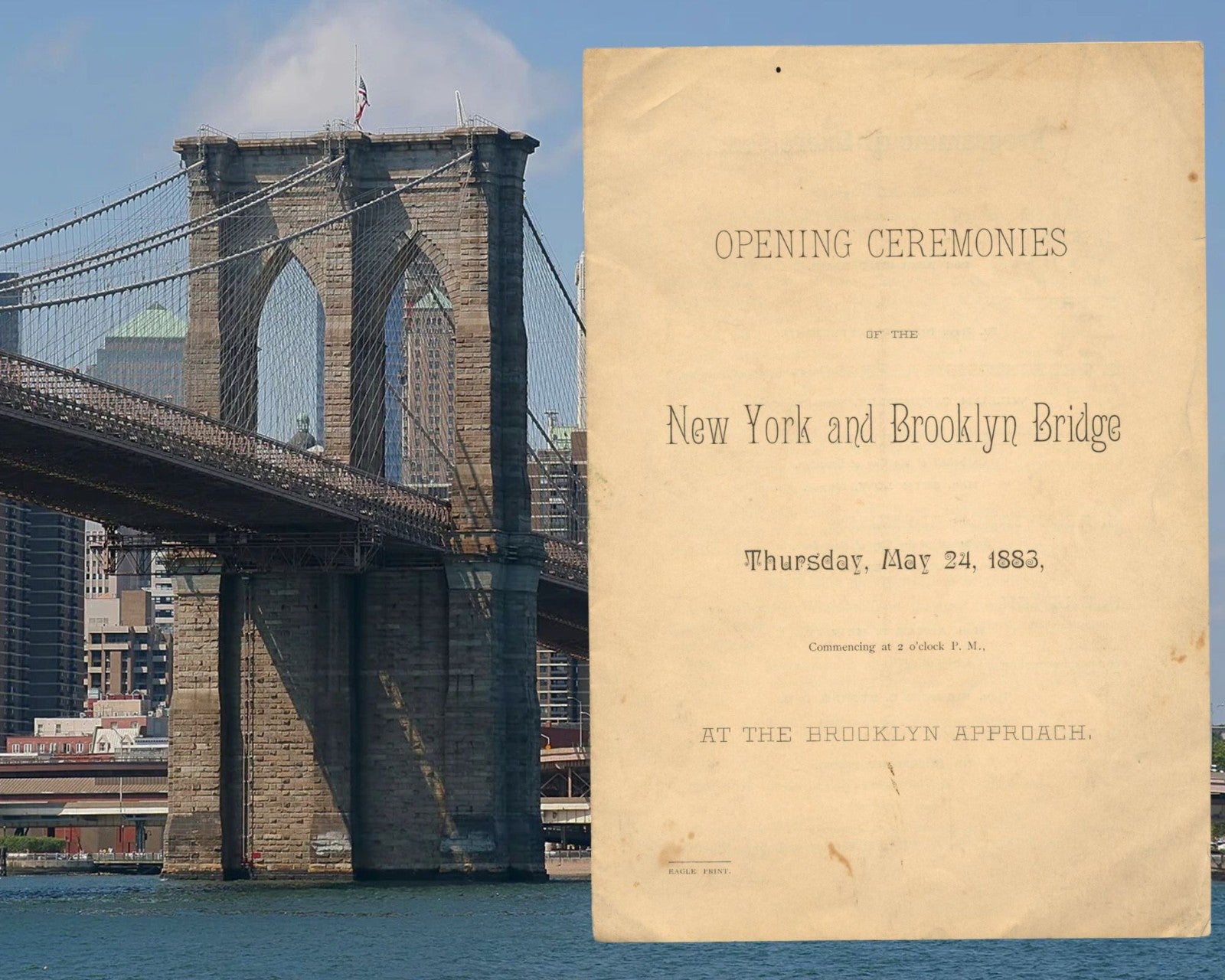 Brooklyn Bridge Opening Ceremonies Program - Rare Relic from the Opening!