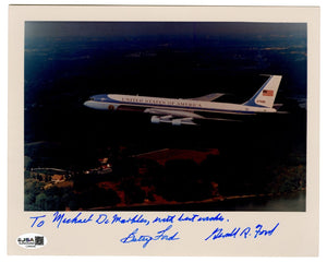 President Gerald & Betty Ford Signed Air Force One Photograph - Rare JSA