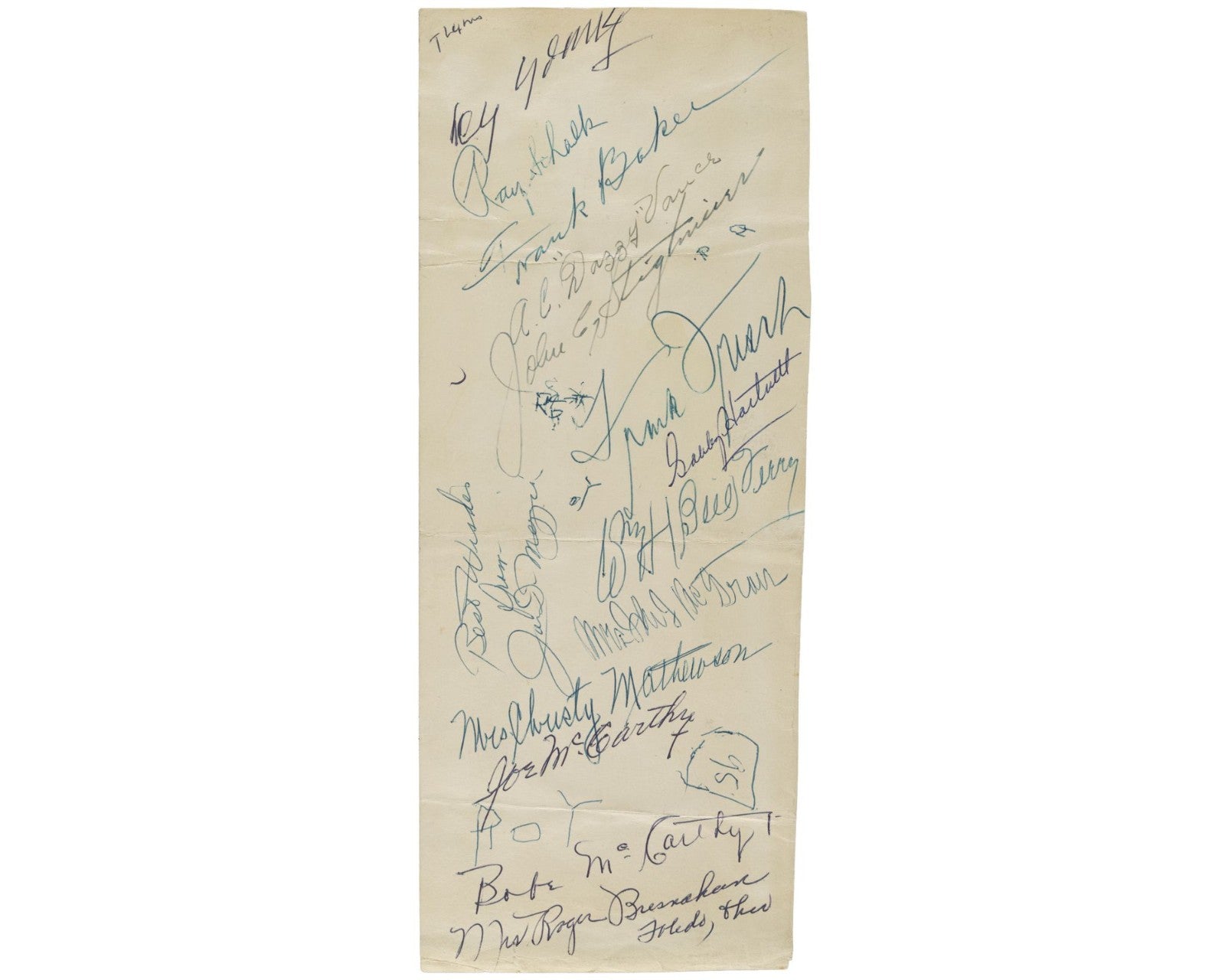 Cy Young Home Run Baker DiMaggio Frisch & More Signed Cut '55 HOF Induction JSA