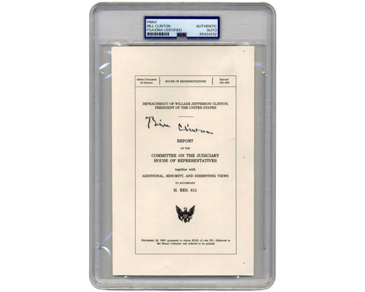 President Bill Clinton Signed Souvenir Typescript of Impeachment Report PSA Auto
