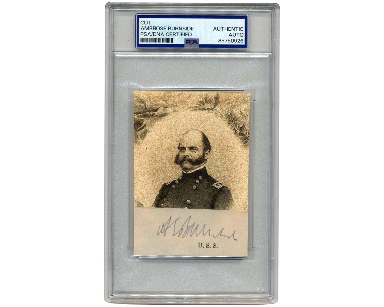 Civil War Union General Ambrose Burnside Signed Cut Display PSA Auto