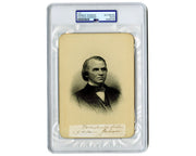 President Andrew Johnson Gorgeous Cut Display to Engraved Portrait PSA Auto