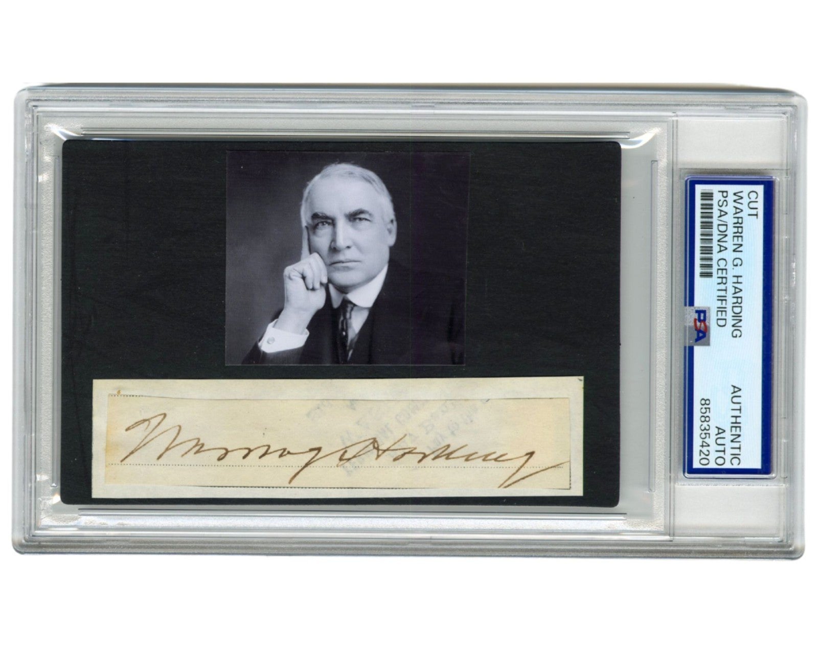 President Warren Harding Signed Cut Display with Bold Signature! PSA Auto