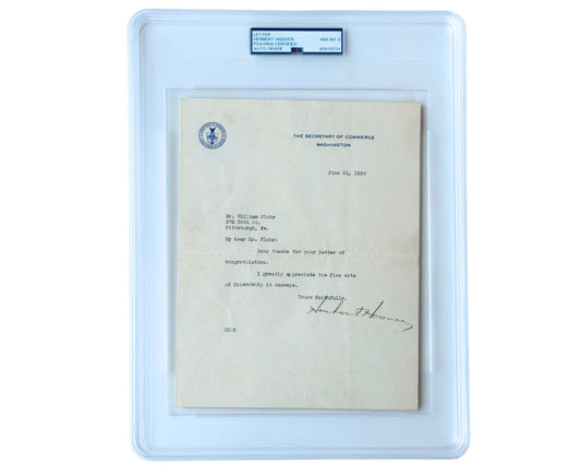 President Herbert Hoover Signed Letter as Sec. Of Commerce PSA 8 Auto