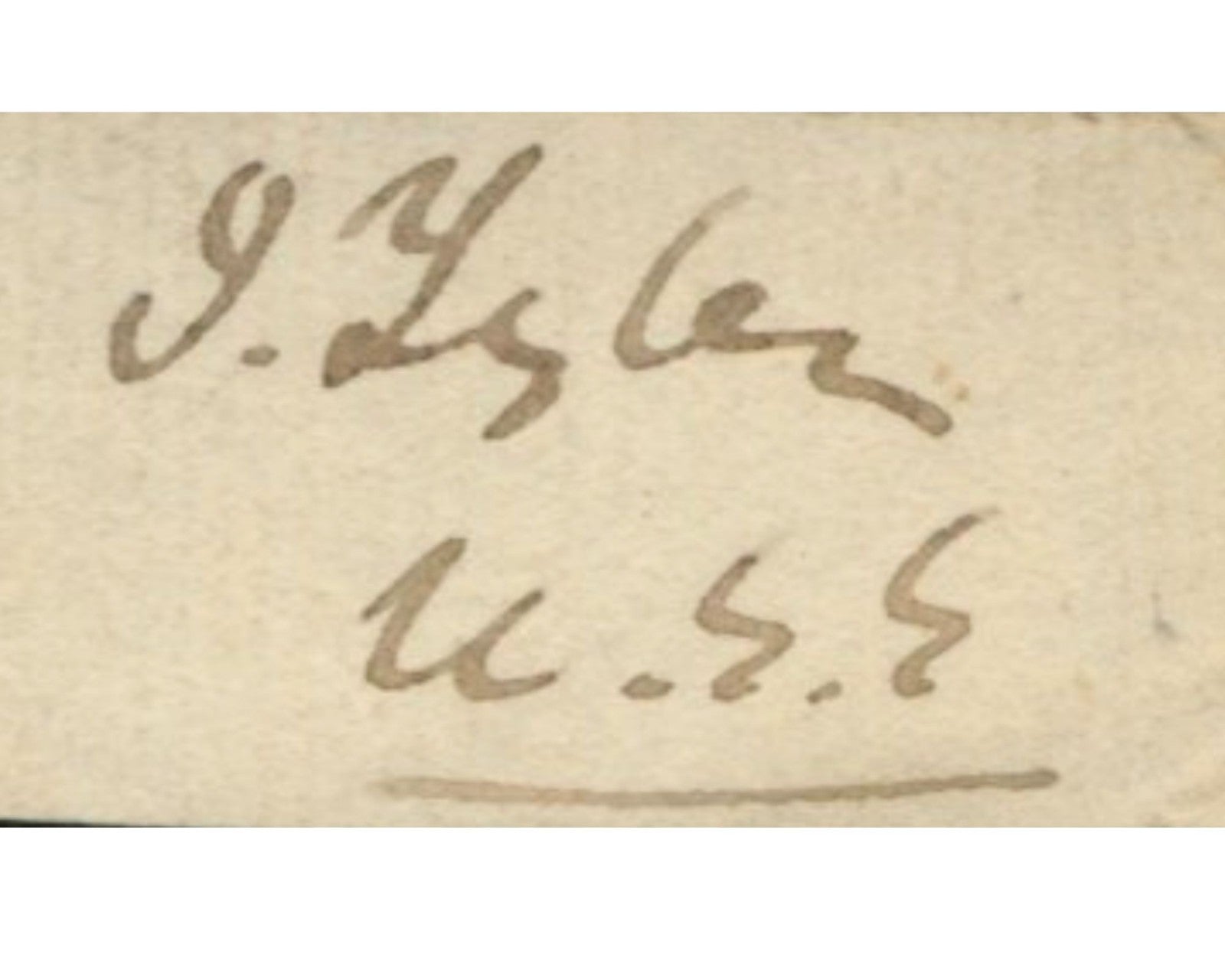President John Tyler Signed "U.S.S." Cut Signature Display, Bold PSA Auto
