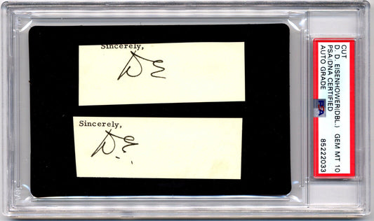 President Dwight Eisenhower Boldly Signed Cut PSA Gem Mint 10 Two Initialed Sigs