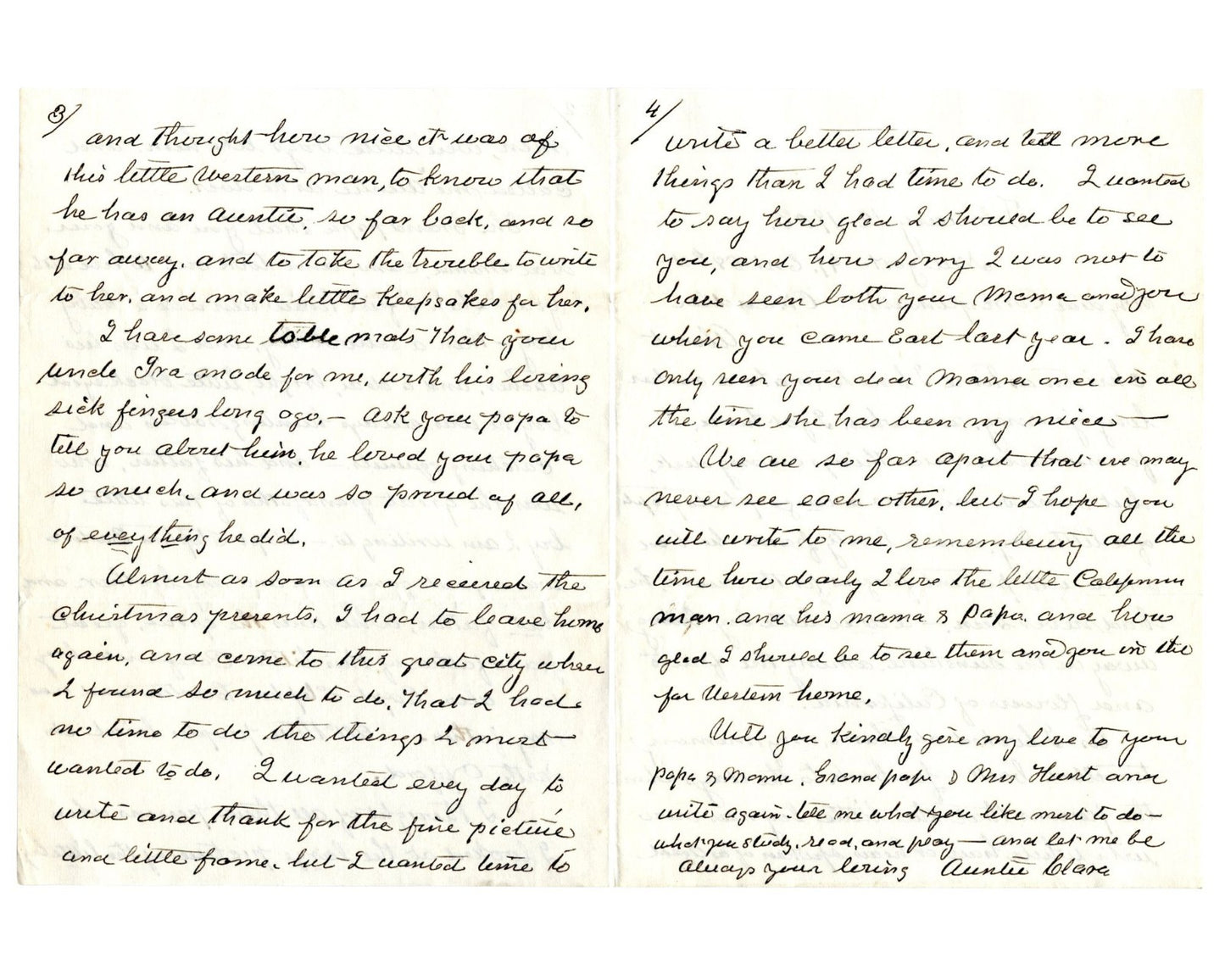 Fond Clara Barton Signed 4 Page Letter to Nephew PSA Auto - Great Content!