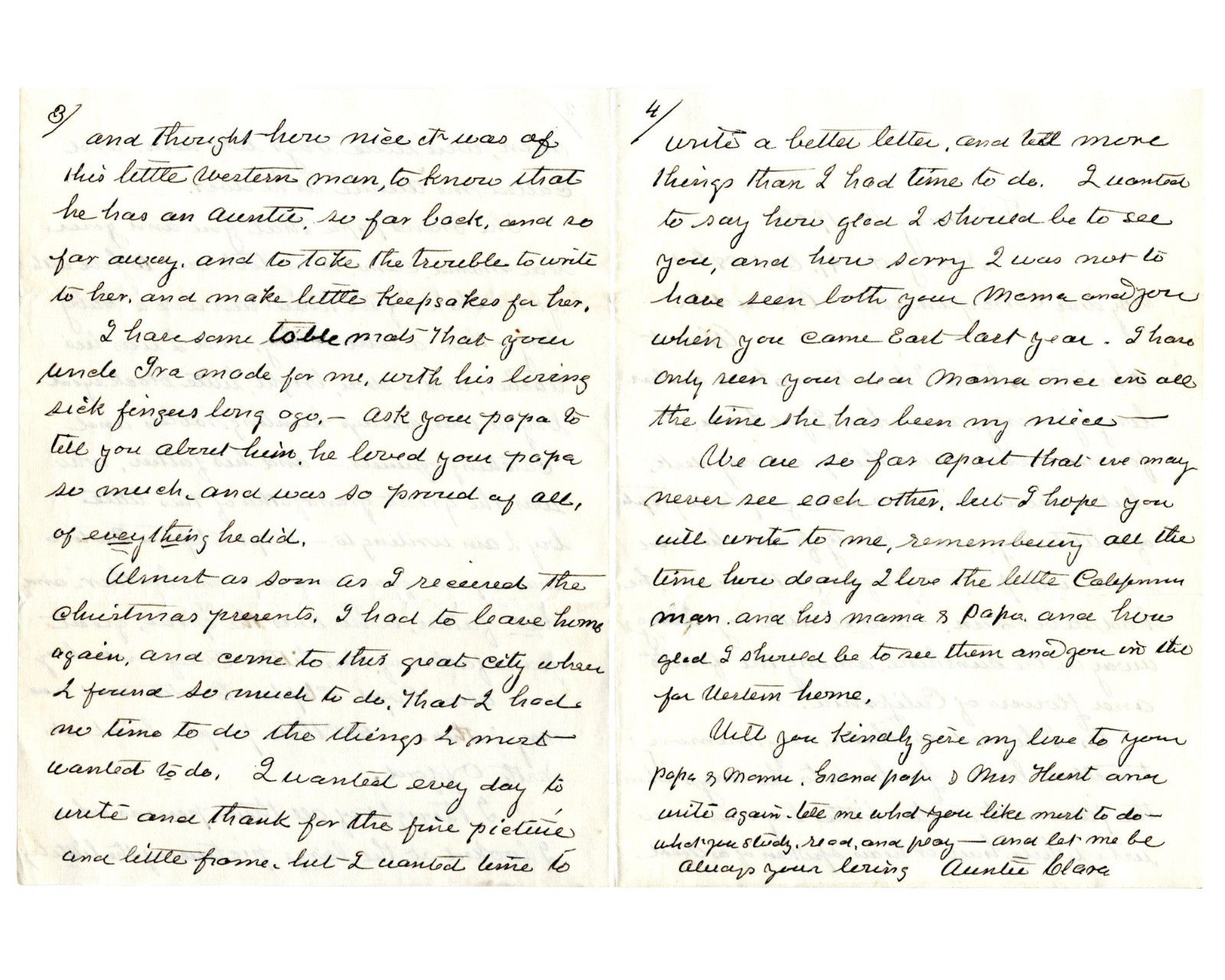 Fond Clara Barton Signed 4 Page Letter to Nephew PSA Auto - Great Content!