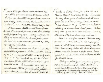 Fond Clara Barton Signed 4 Page Letter to Nephew PSA Auto - Great Content!