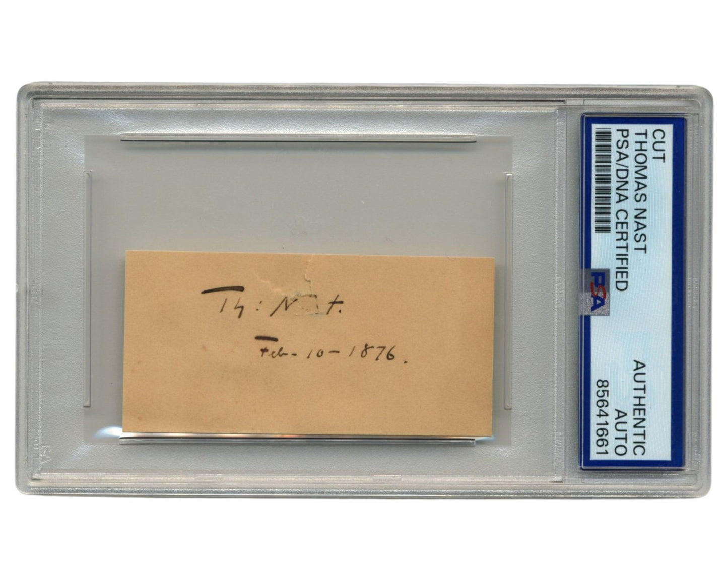 Thomas Nast Signed PSA Cut Auto Creator of Republican Elephant & Dem. Donkey