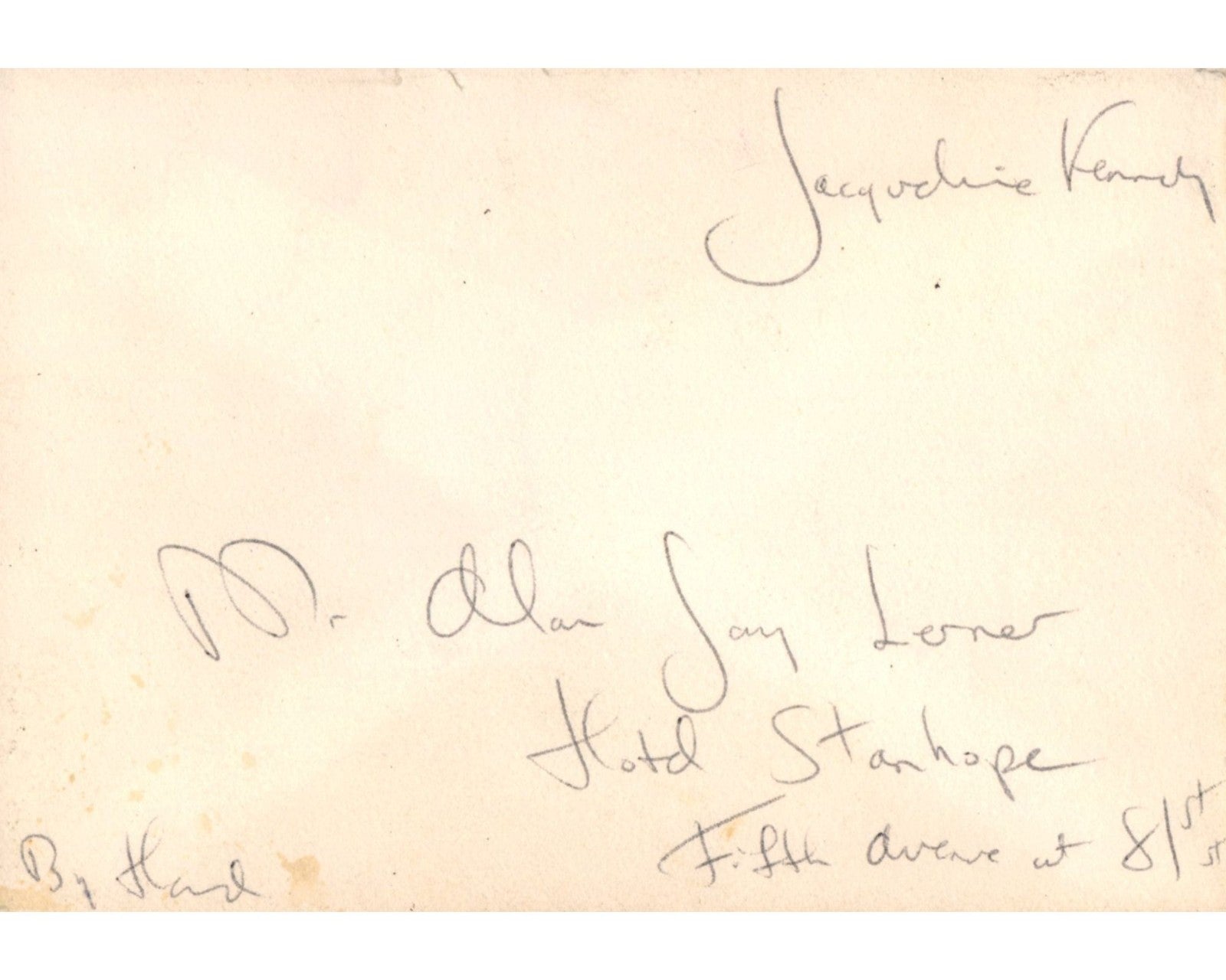 First Lady Jacqueline "Jackie" Kennedy Signed "Camelot Themed" Free Frank PSA