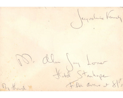 First Lady Jacqueline "Jackie" Kennedy Signed "Camelot Themed" Free Frank PSA