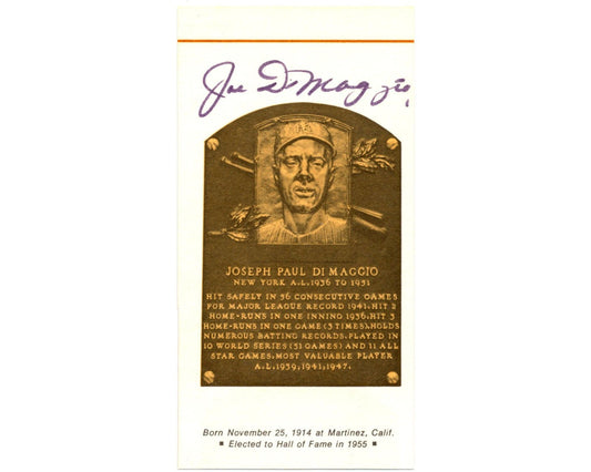 Yankees Icon Joe DiMaggio HOF Plaque Cut PSA Auto