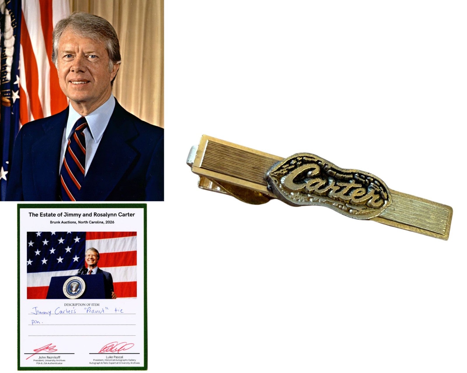 President Jimmy Carter Personally Owned Carter Peanut Tie Pin. Ex. Carter Estate