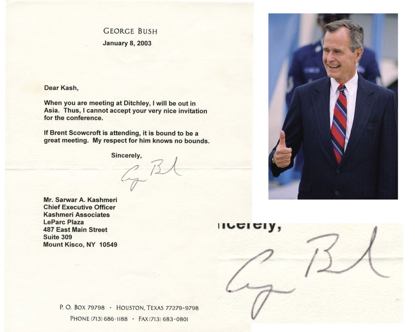 President George H.W. Bush on Scowcroft "respect...no bounds" Signed Letter PSA