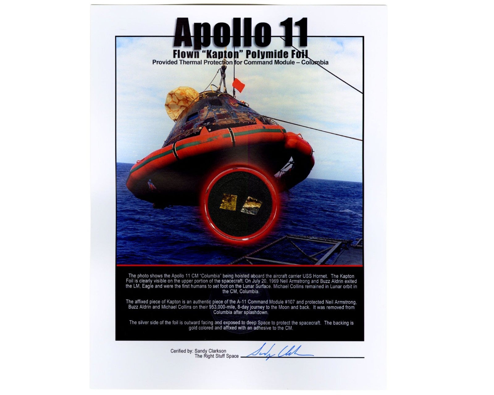 Original Piece of Apollo 11 Flown Kapton Foil! This Went to the Moon!